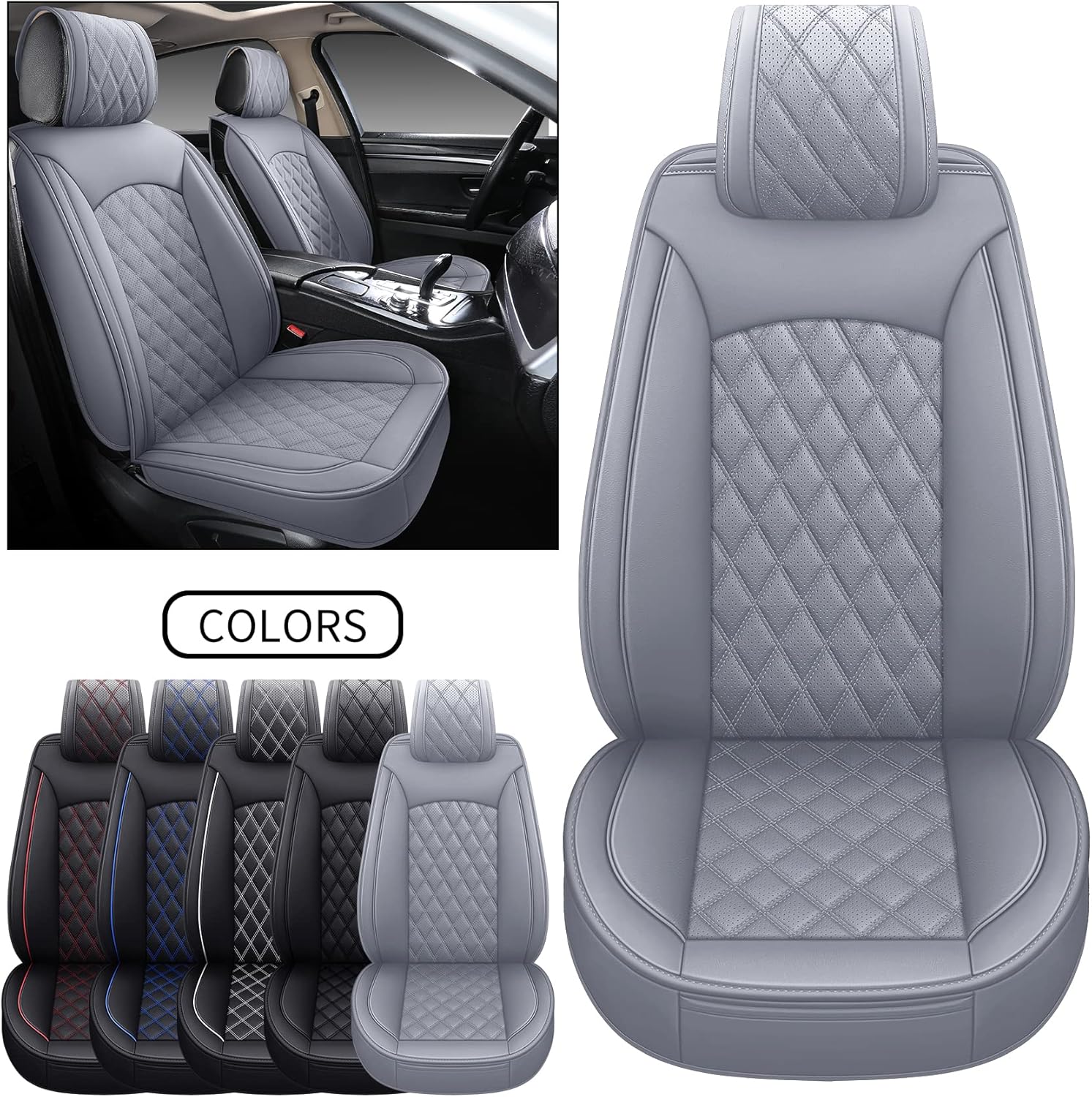 Black Faux Leather Full Set Seat Covers Z45095