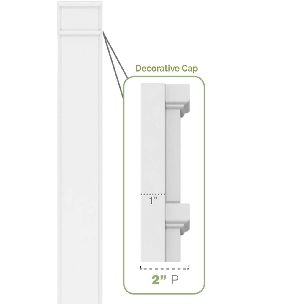 10x22W x 82x22H x 2x22P Flat Panel PVC Pilaster with Capital and Base (Pair) X741