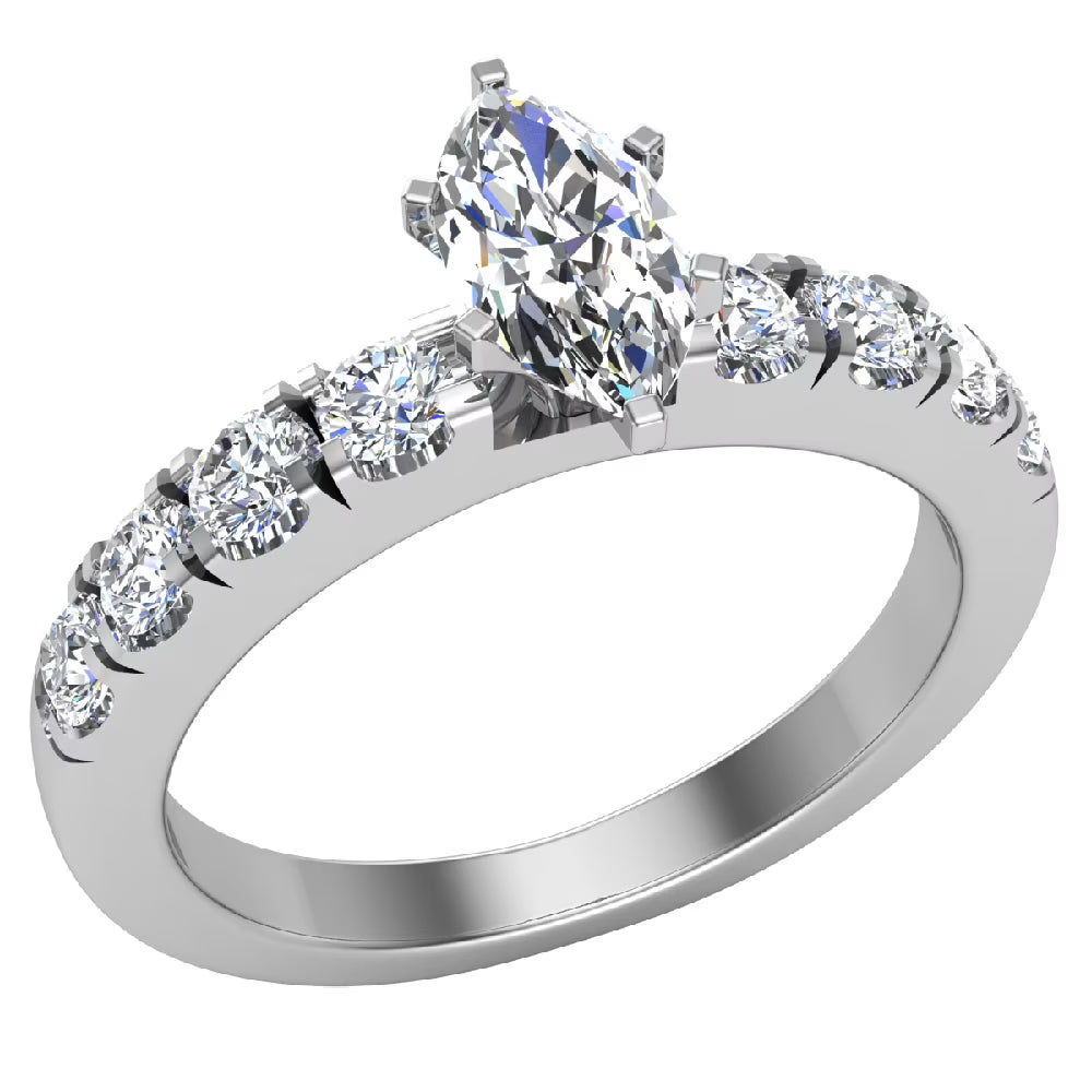 Marquise Cut 18K White Gold 1.00 CT Engagement Ring C53498