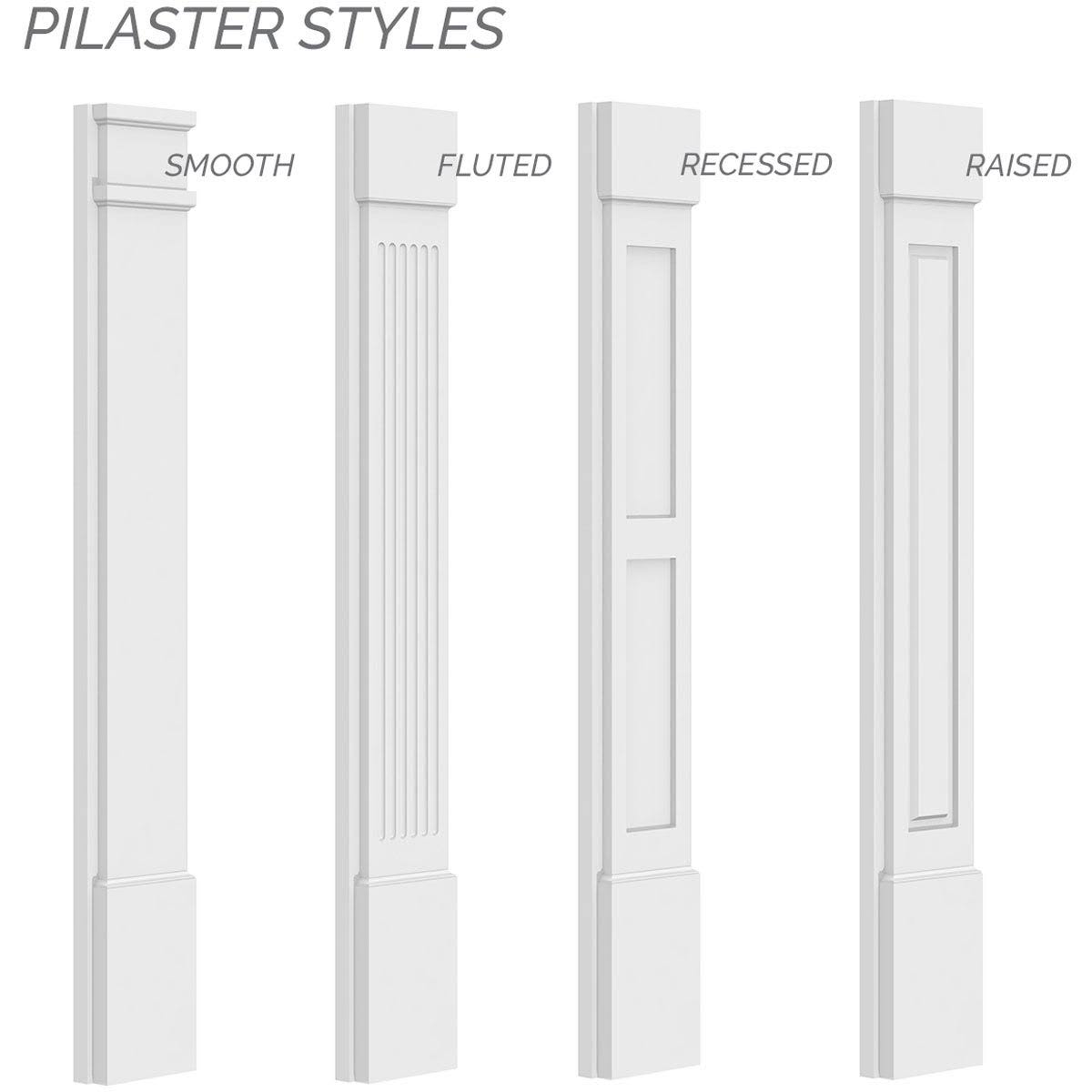 10x22W x 82x22H x 2x22P Flat Panel PVC Pilaster with Capital and Base (Pair) X741
