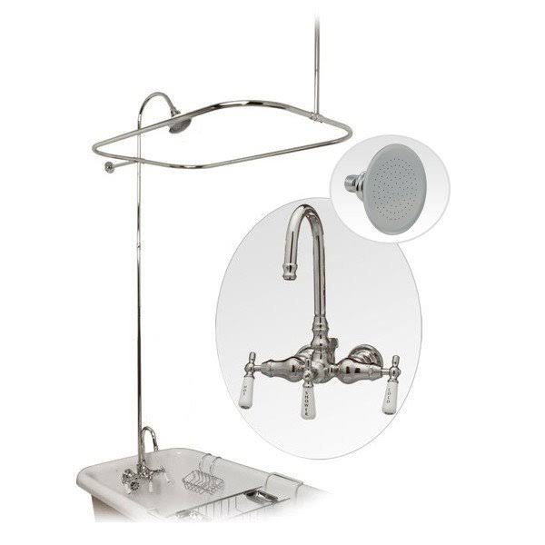 Chrome Clawfoot Tub Shower Enclosure Set O606427