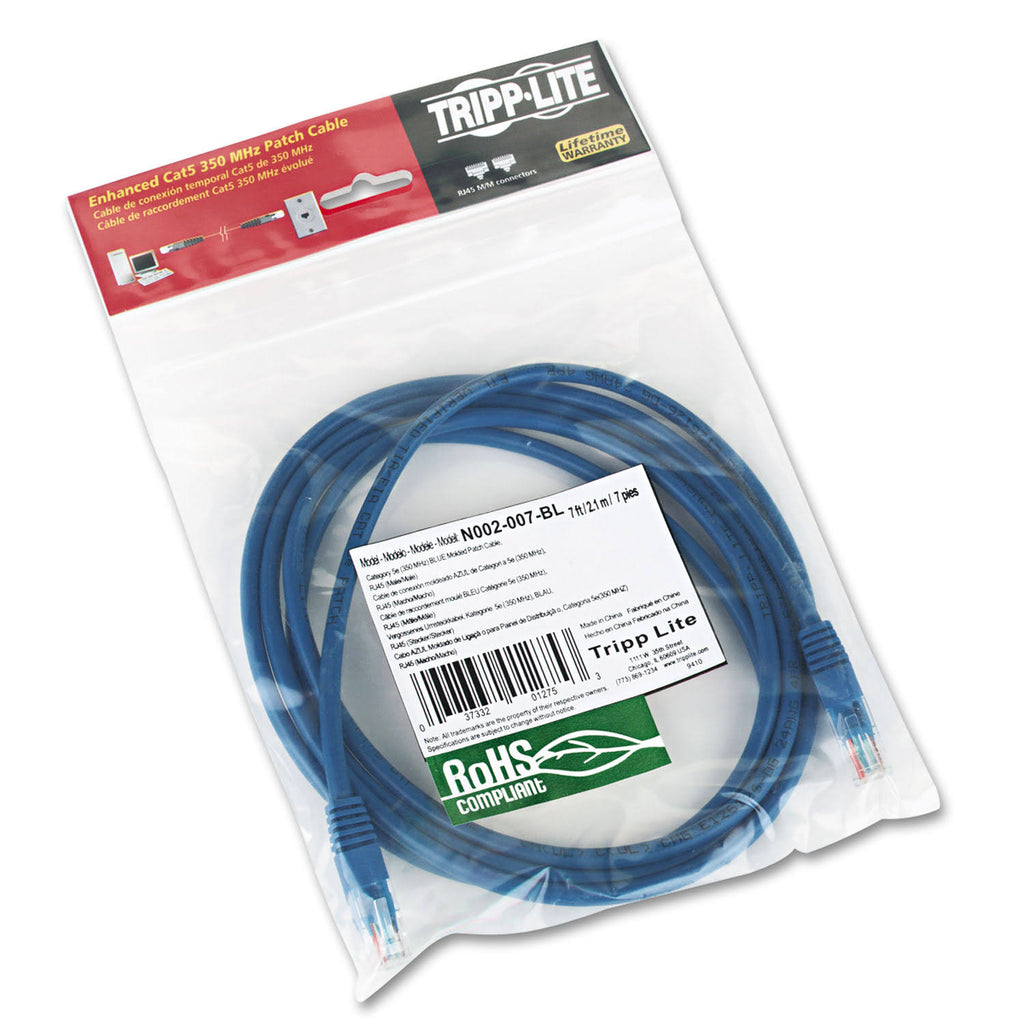 Cat5e 350MHz Molded Patch Cable RJ45 M-m Blue 7-ft. F50594