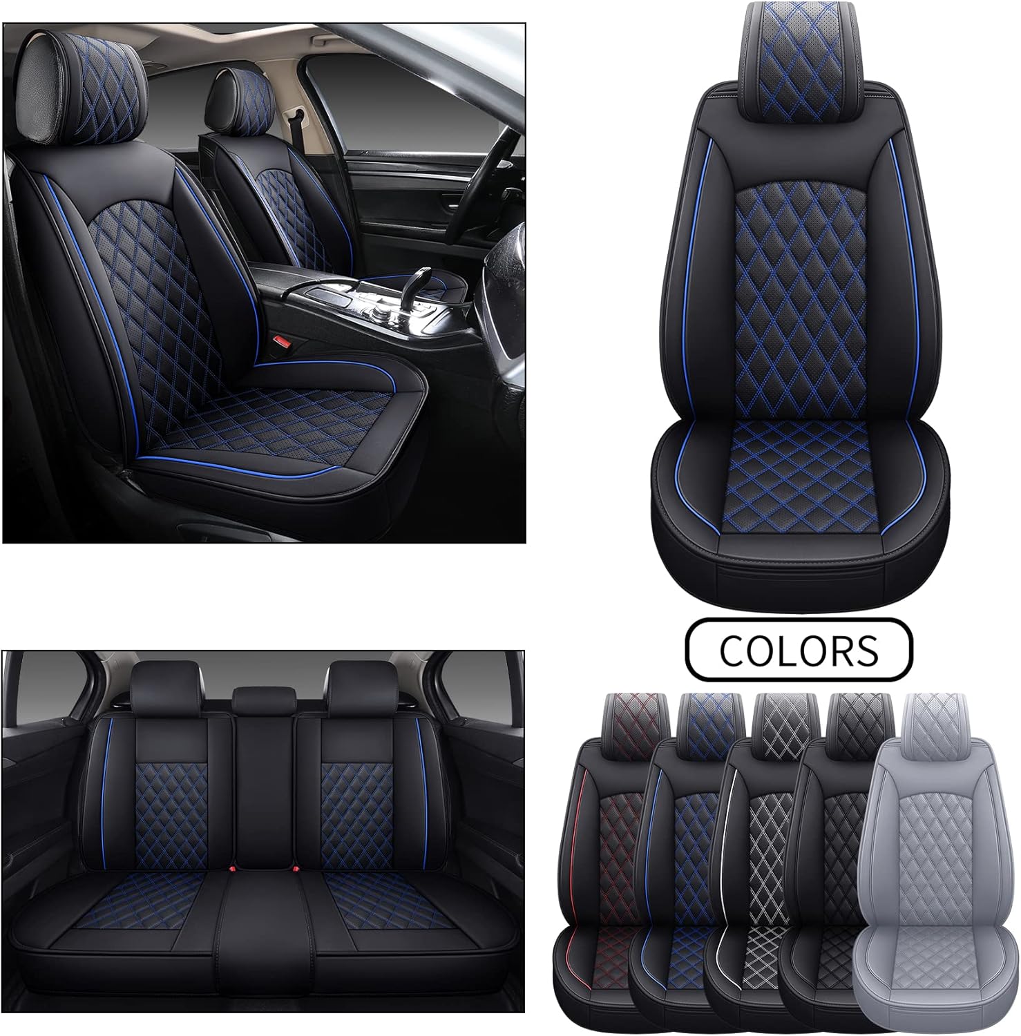 Black Faux Leather Full Set Seat Covers Z45095