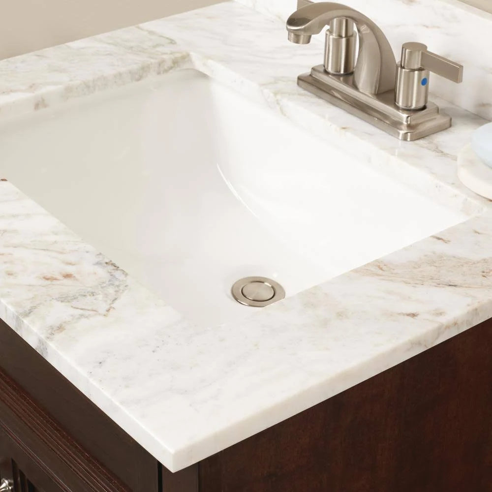 Marble Single Sink Vanity Top with White Sink I75134