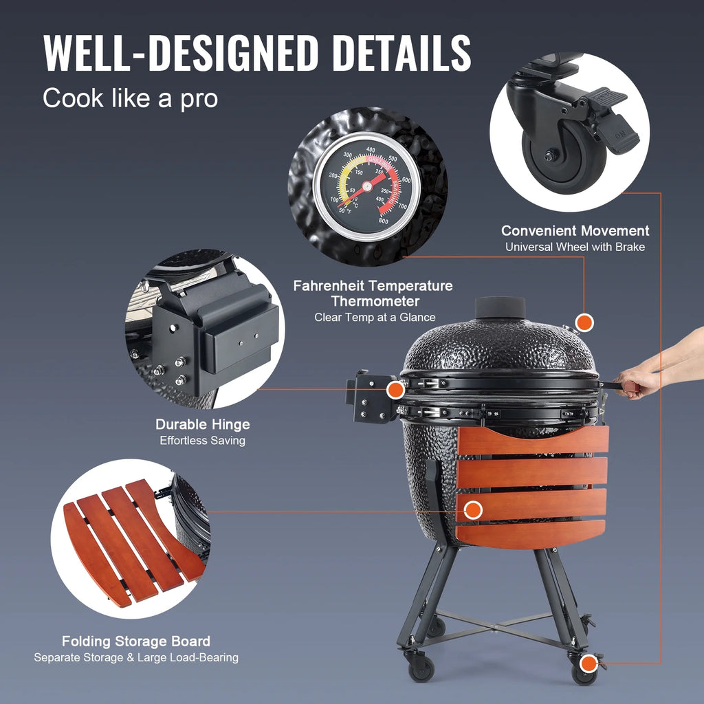 24" Ceramic Barbecue Grill Smoker Q17797