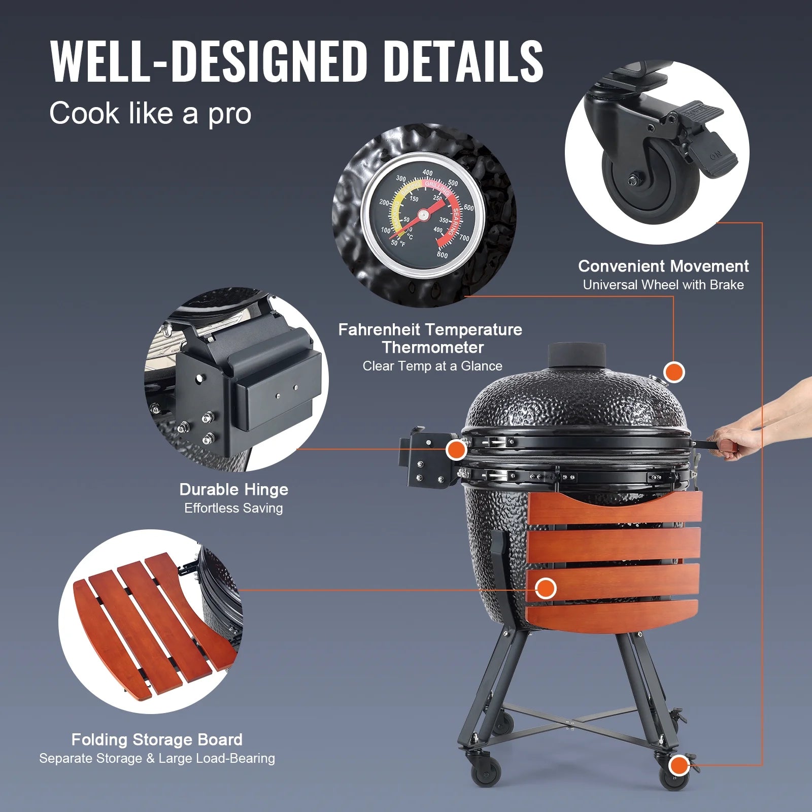 24" Ceramic Barbecue Grill Smoker Q17797