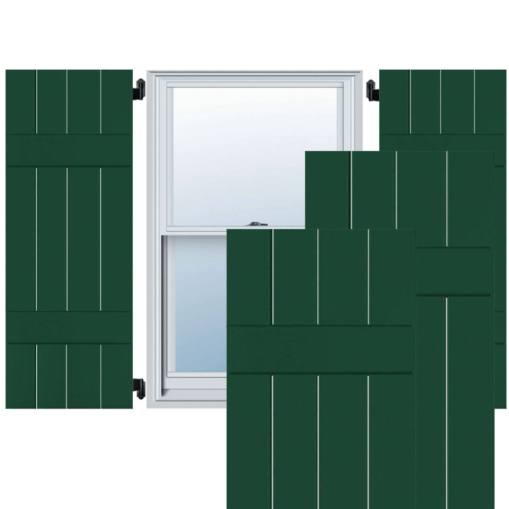 2-Pack 15-in W x 41-in H Chrome Green Board and Batten Wood Exterior Shutters V406