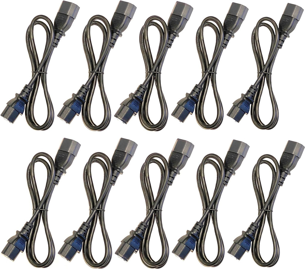 3 Foot IEC 320 NEMA C13 C14 10A 18AWG AC Power Cord F6678