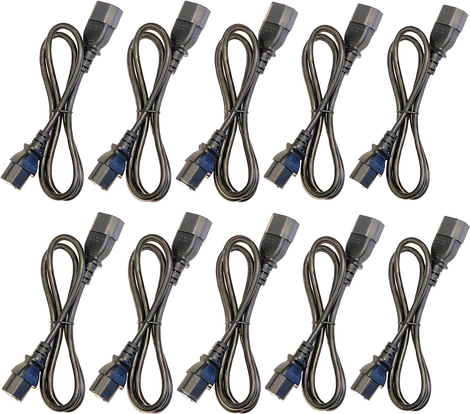 3 Foot IEC 320 NEMA C13 C14 10A 18AWG AC Power Cord F6678