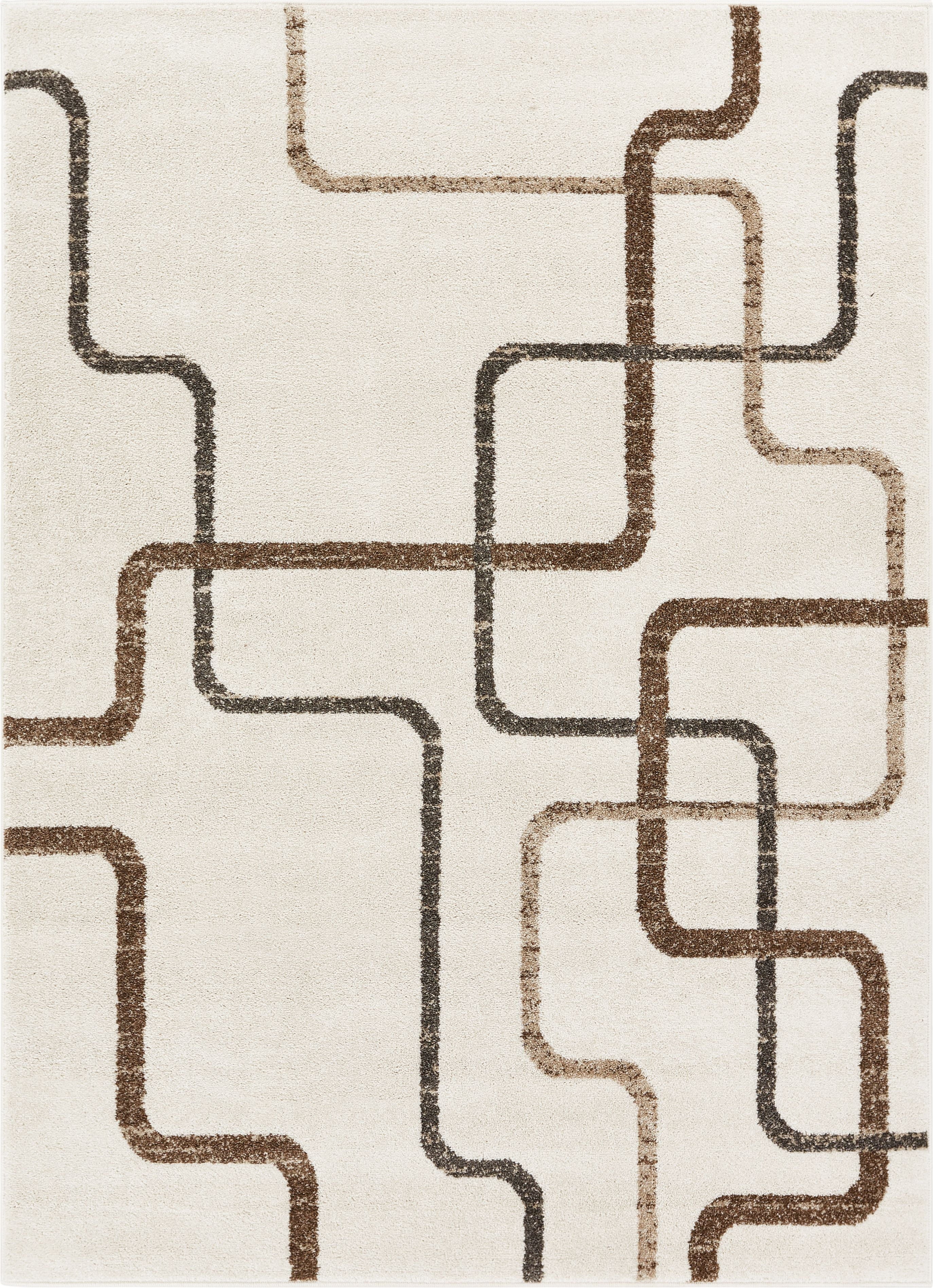 Vintage Distressed Geometric Ivory Area Rug Z688746