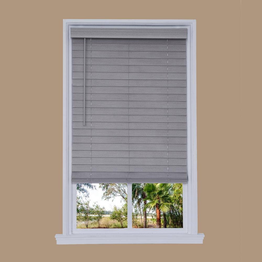 Gray Faux Wood Cordless Horizontal Blinds W13690