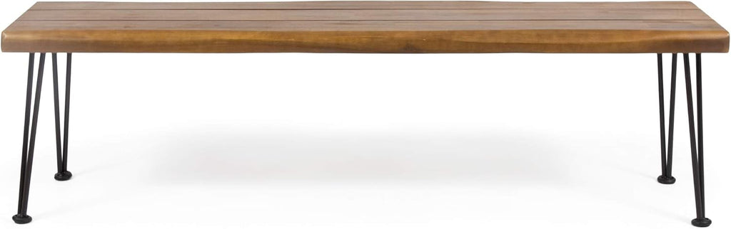 Teak and Rustic Metal Acacia Wood Bench J98580