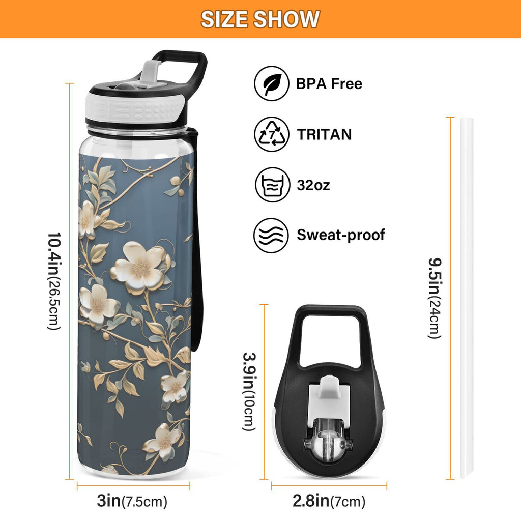 Clear 32oz Tritan Water Bottle with Straw W727933