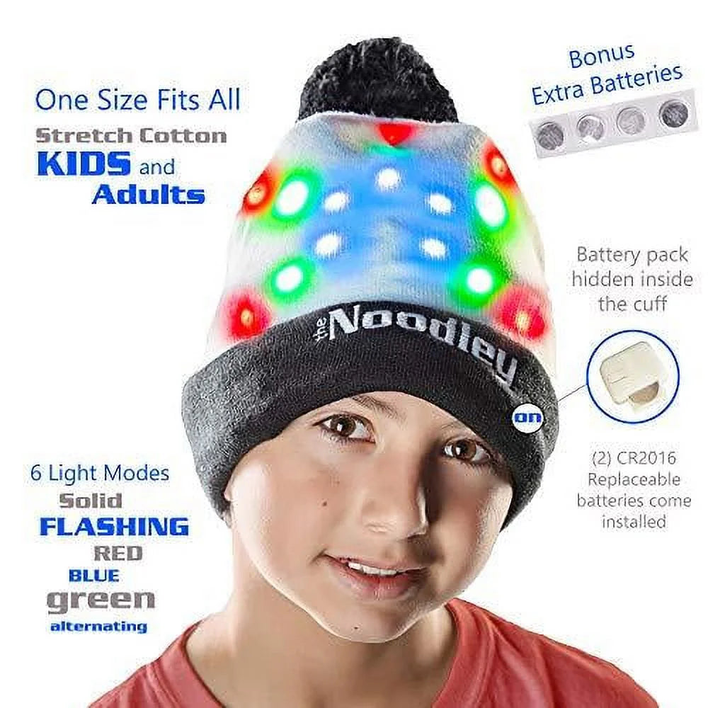 Purple LED Light Gloves and Beanie Hat Set Q4959