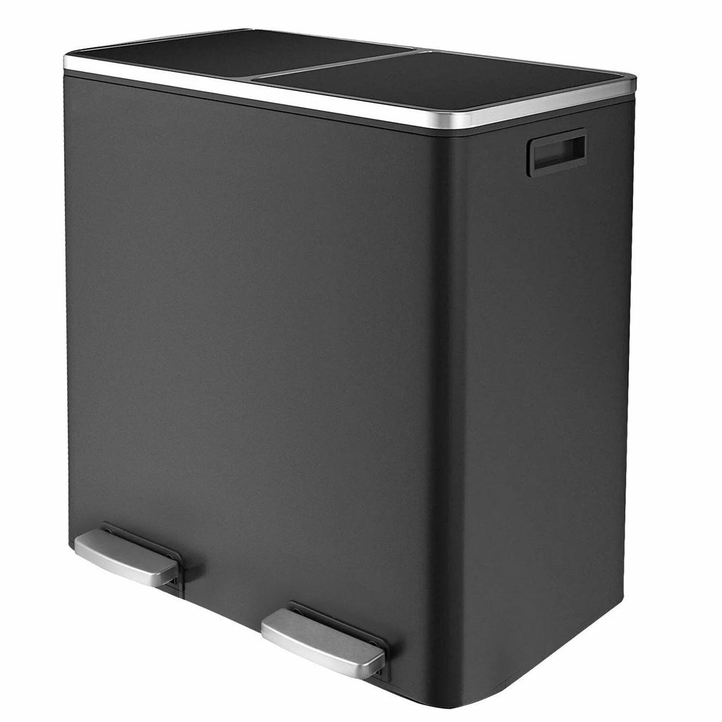 16 Gal Stainless Steel Step-on Trash Can with Lid and Inner Buckets Y94078