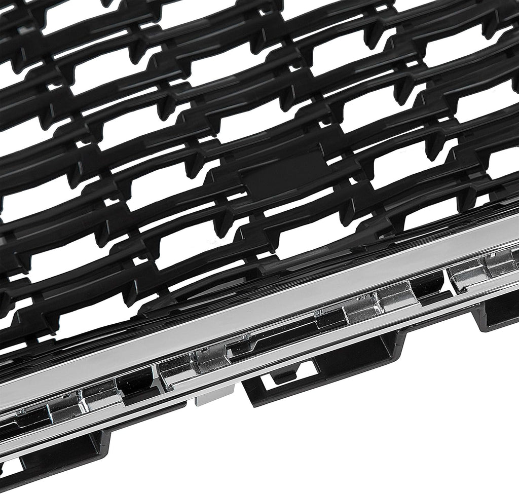Front Center Grille With Chrome Molding Black Plastic Pack of 2 S161350
