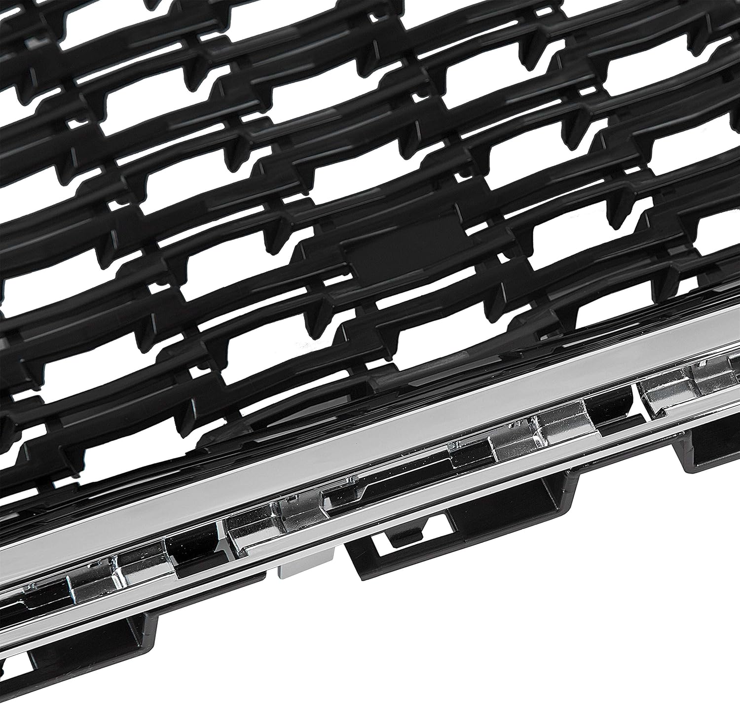 Front Center Grille With Chrome Molding Black Plastic Pack of 2 S161350
