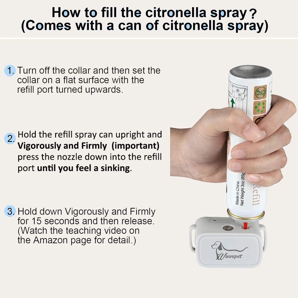 Citronella Dog Training Collar with Remote, 3 Modes & 3 Spray Levels, Spray/ Vibration/ Beep, Rechargeable, Pack of 2 E5690