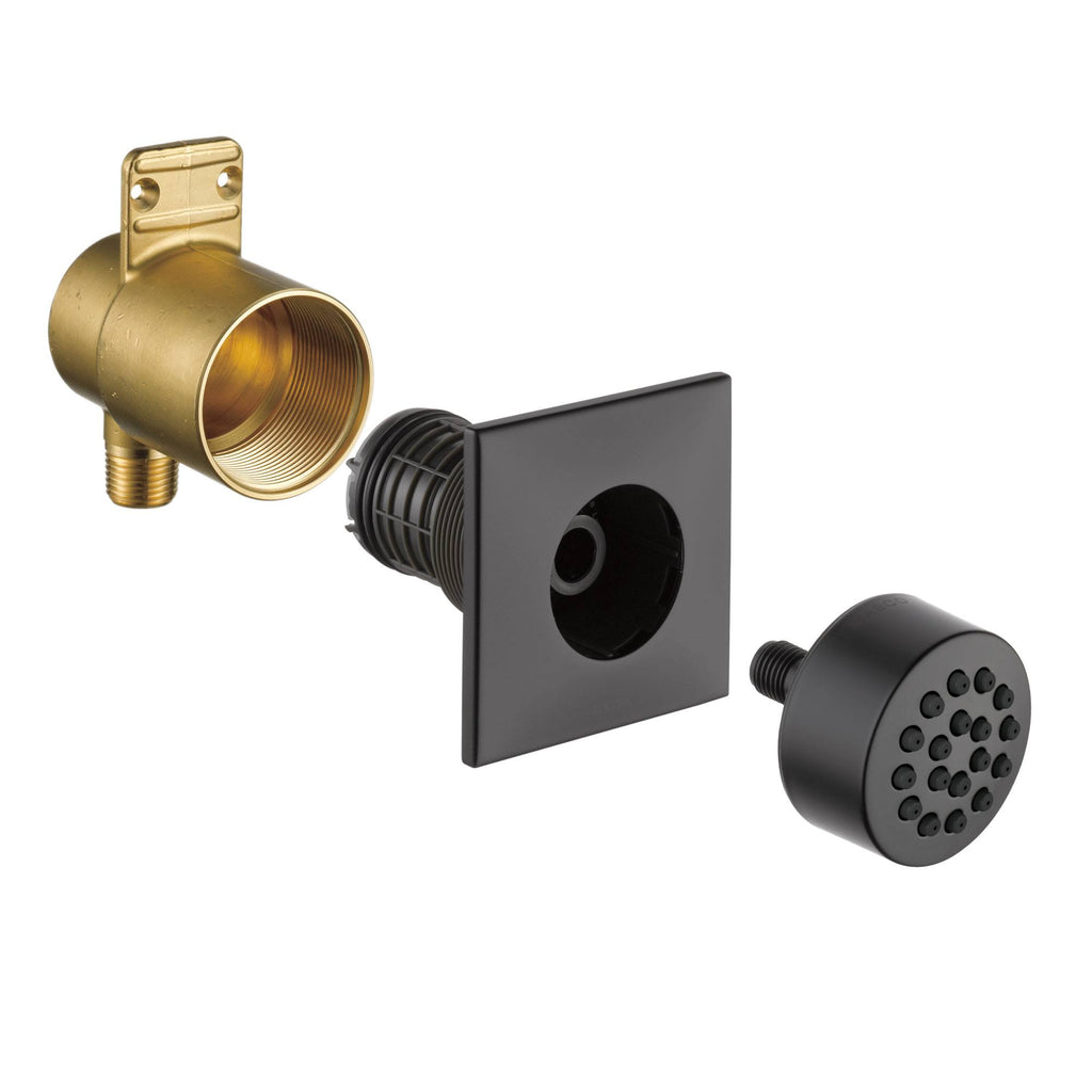 Matte Black Wall Mount Body Spray with Valve and Square Trim N9792