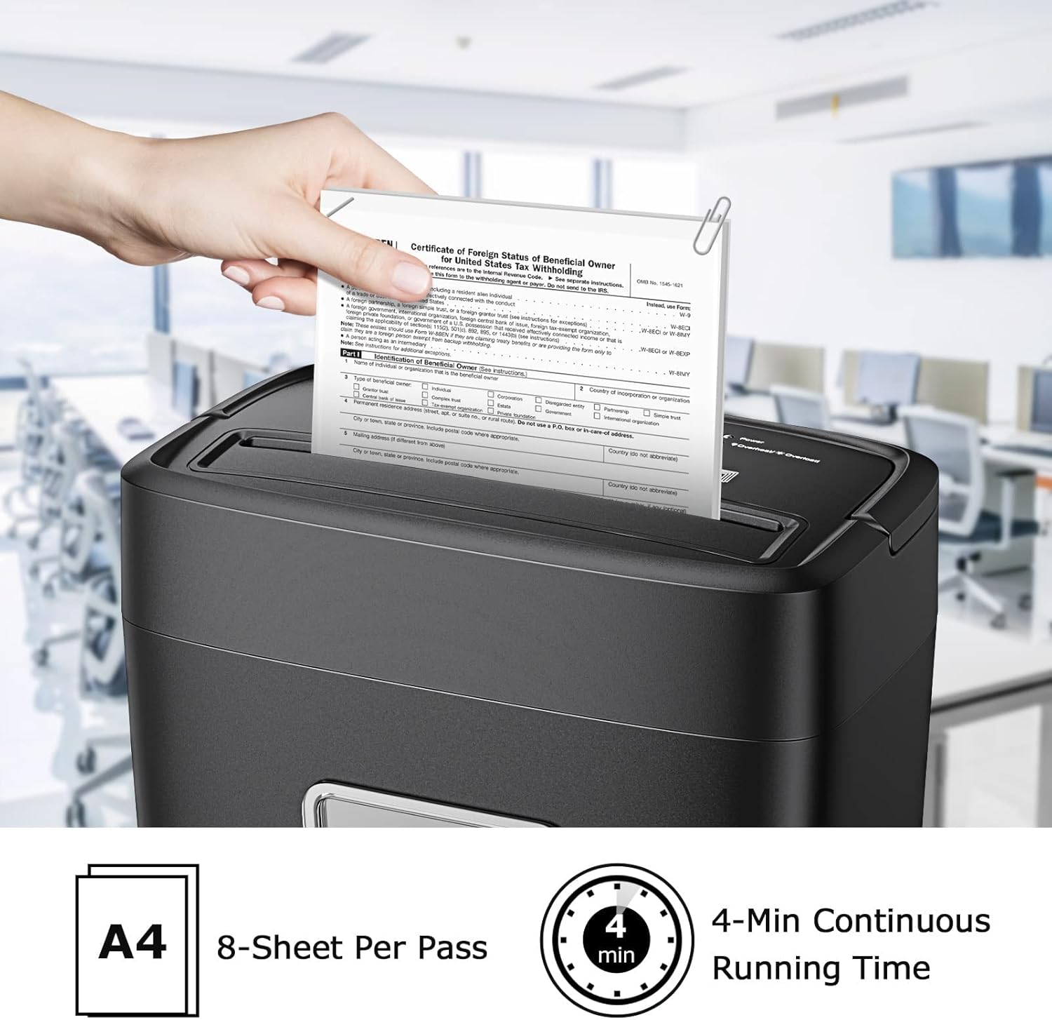 8-Sheet Crosscut Paper Shredder with 4.2 Gallon Wastebasket, Pack of 2 M59755