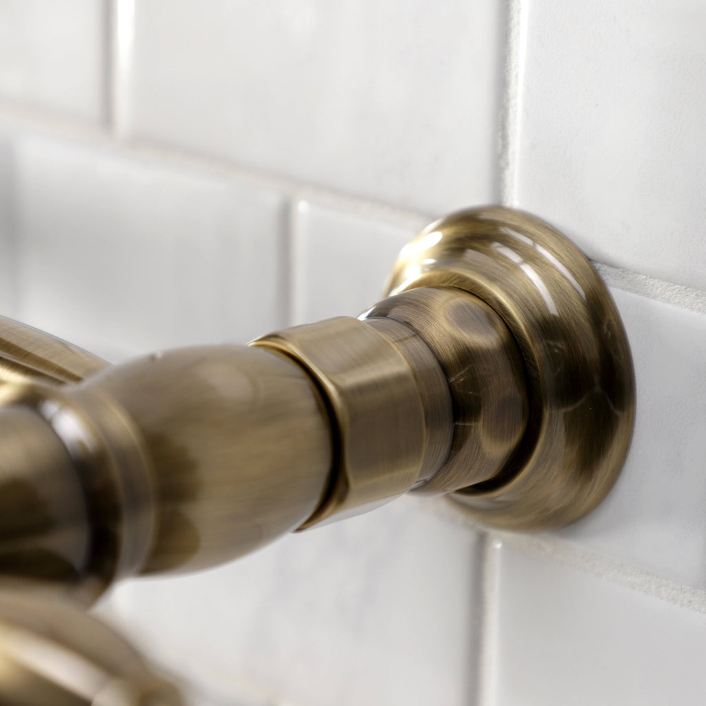 Antique Brass Wall-Mount Pull-Down Sprayer Kitchen Faucet C365