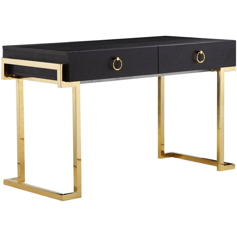 Black Ash Veneer Stainless Steel Desk W3797