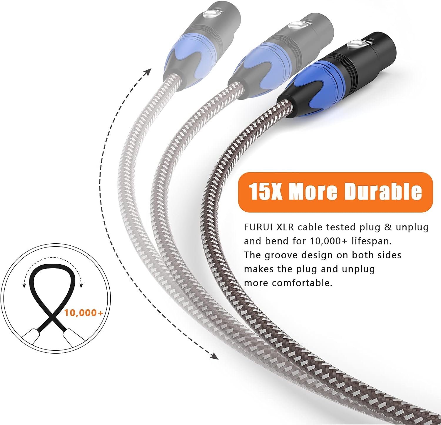 XLR Cable 6ft 10Pack Nylon Braided Male to Female Microphone Cable Balanced W2298