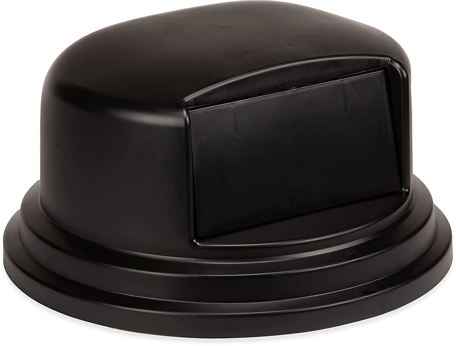 Black Round Trash Can Dome Lid with Hinged Door Q65420