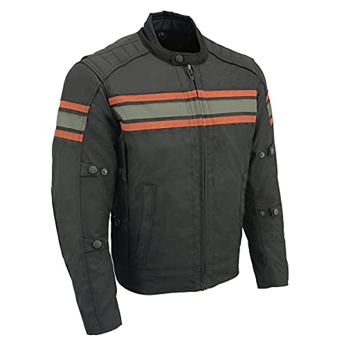Burnt Orange Leather and Textile Armored Motorcycle Jacket U8548