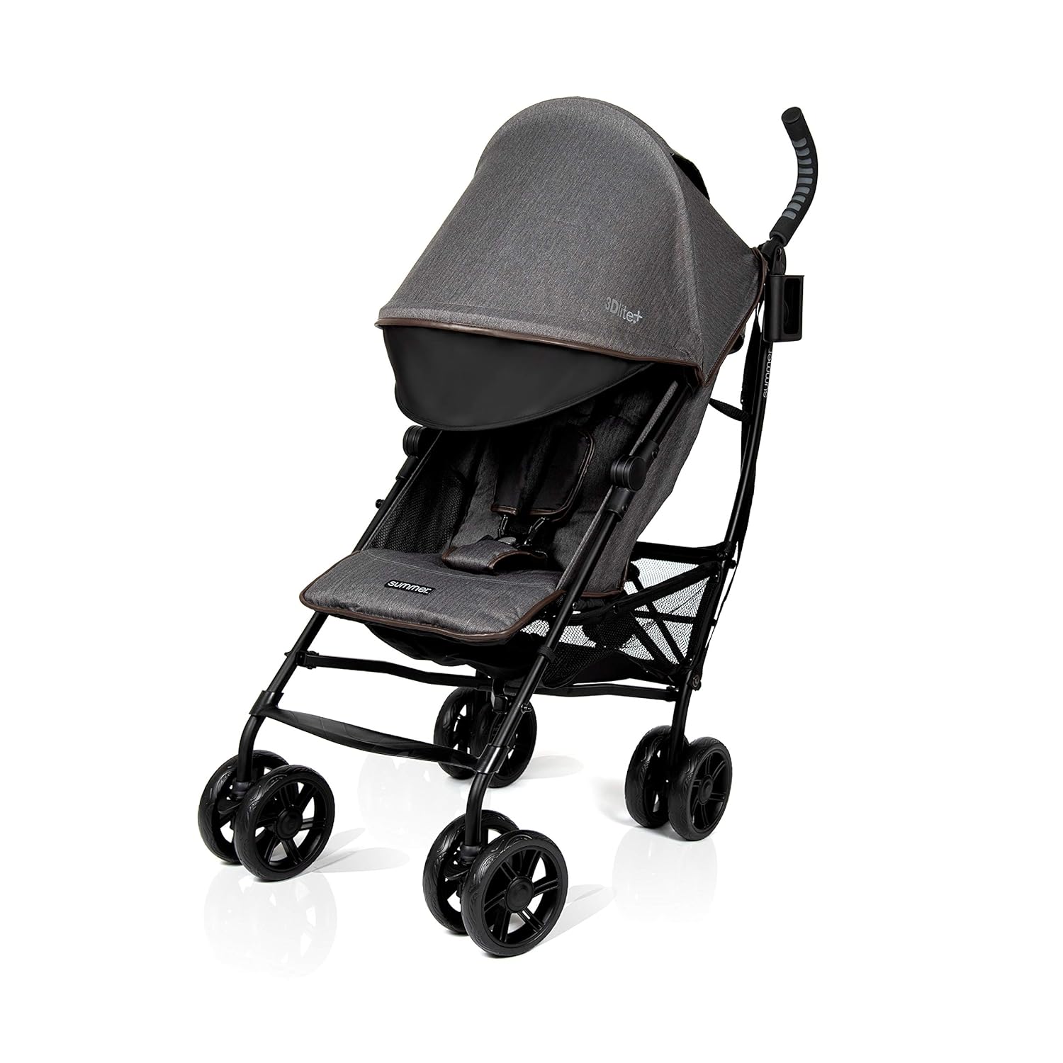 Matte Black Lightweight Umbrella Stroller with Oversized Canopy and Compact Fold S110