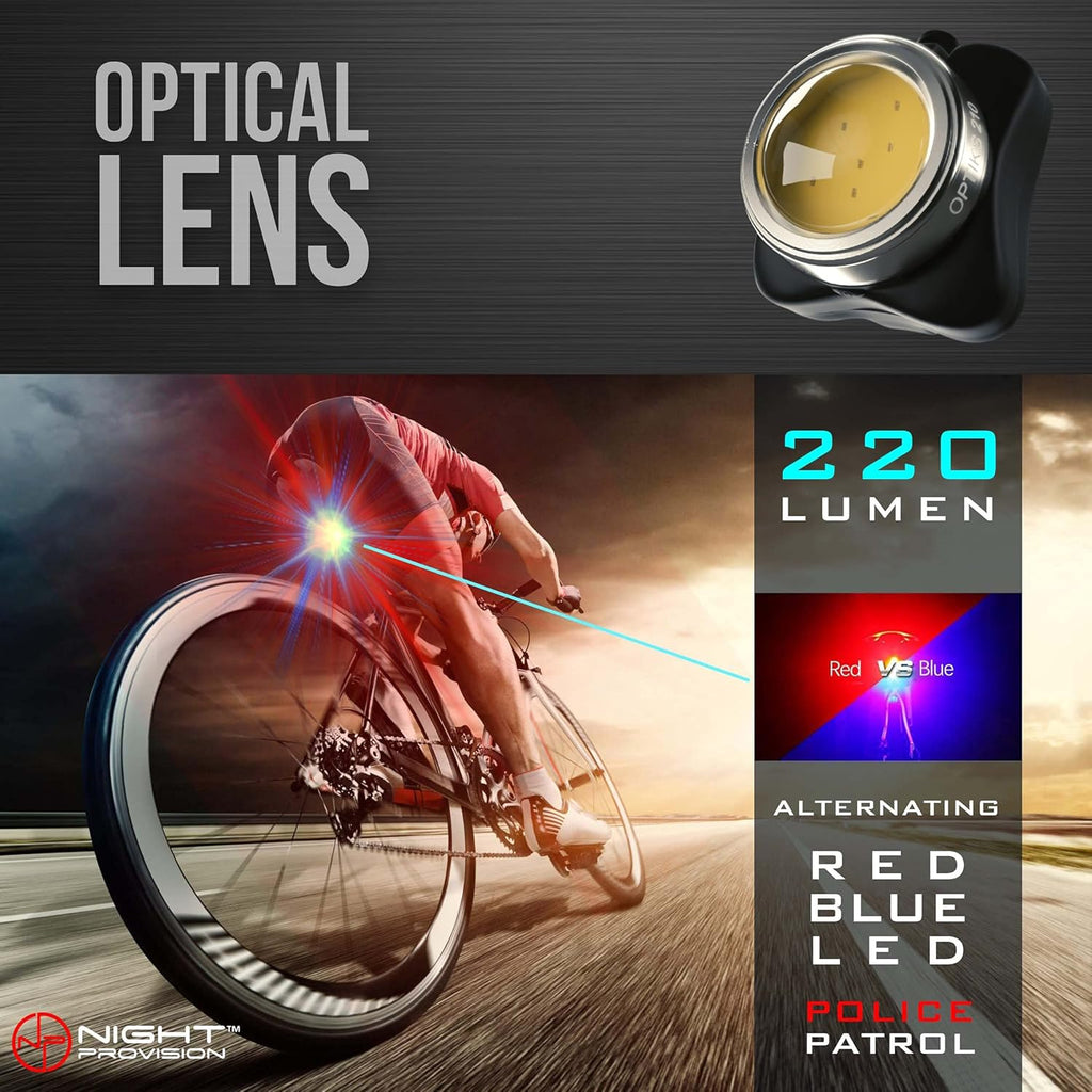 Police Patrol Bike Light - Red/Blue Strobe LED - Rechargeable - Water Proof - 5 Modes W24461