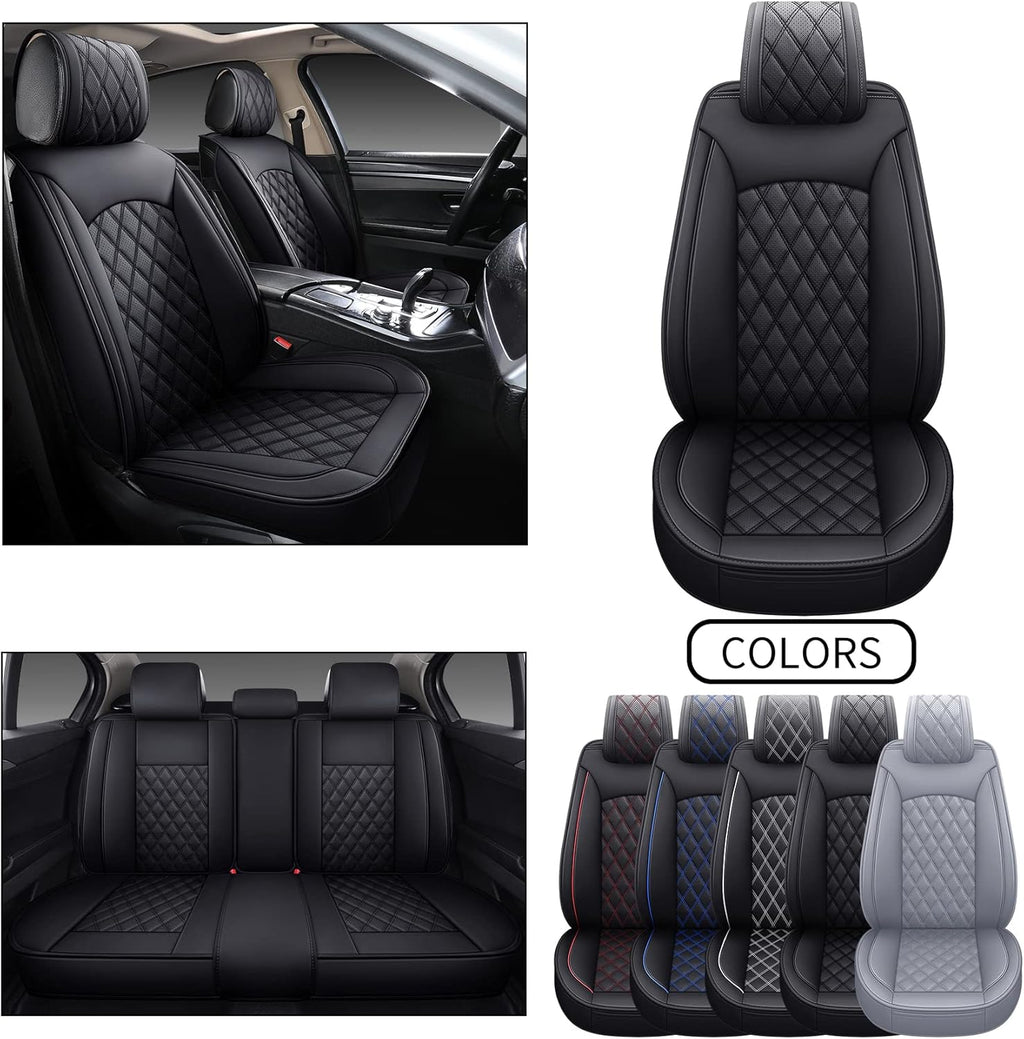 Black Faux Leather Full Set Seat Covers Z45095