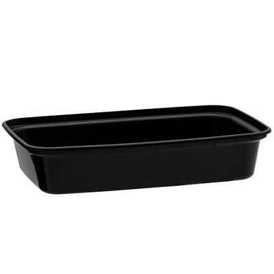 16 oz Black Plastic Rectangular Reusable Food Container, Pack of 50 O92298