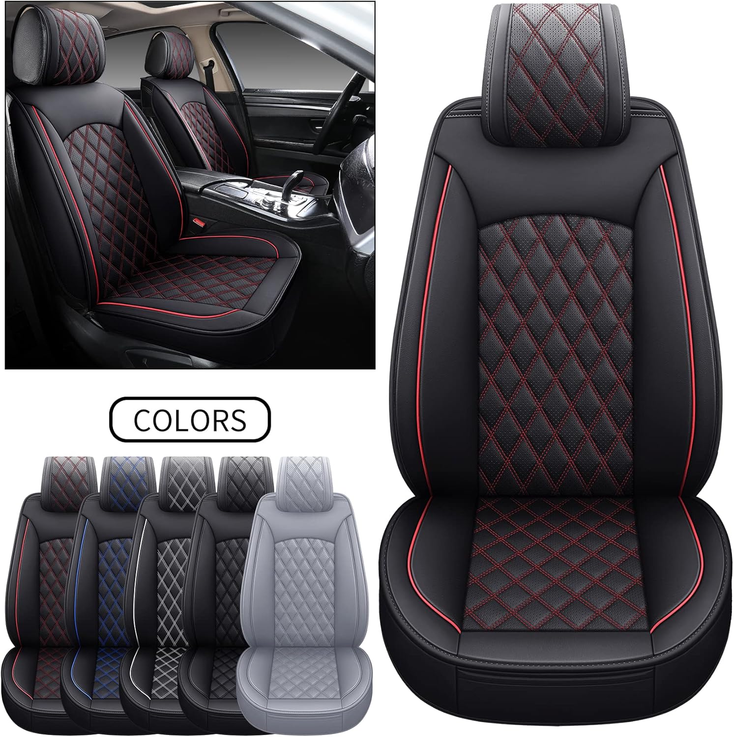 Black Faux Leather Full Set Seat Covers Z45095