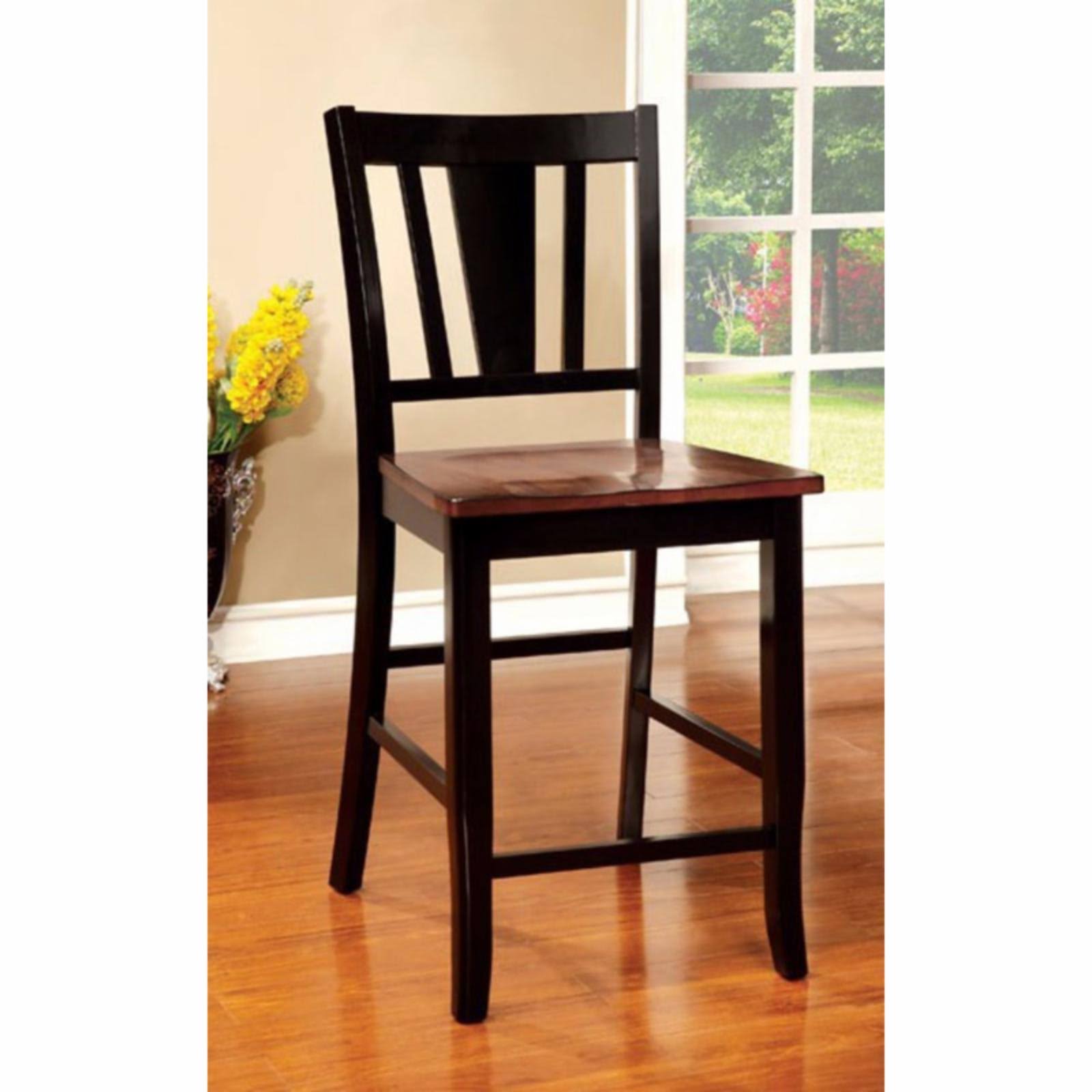 Counter Height Chair with Wooden Seat, Set of 2 H181