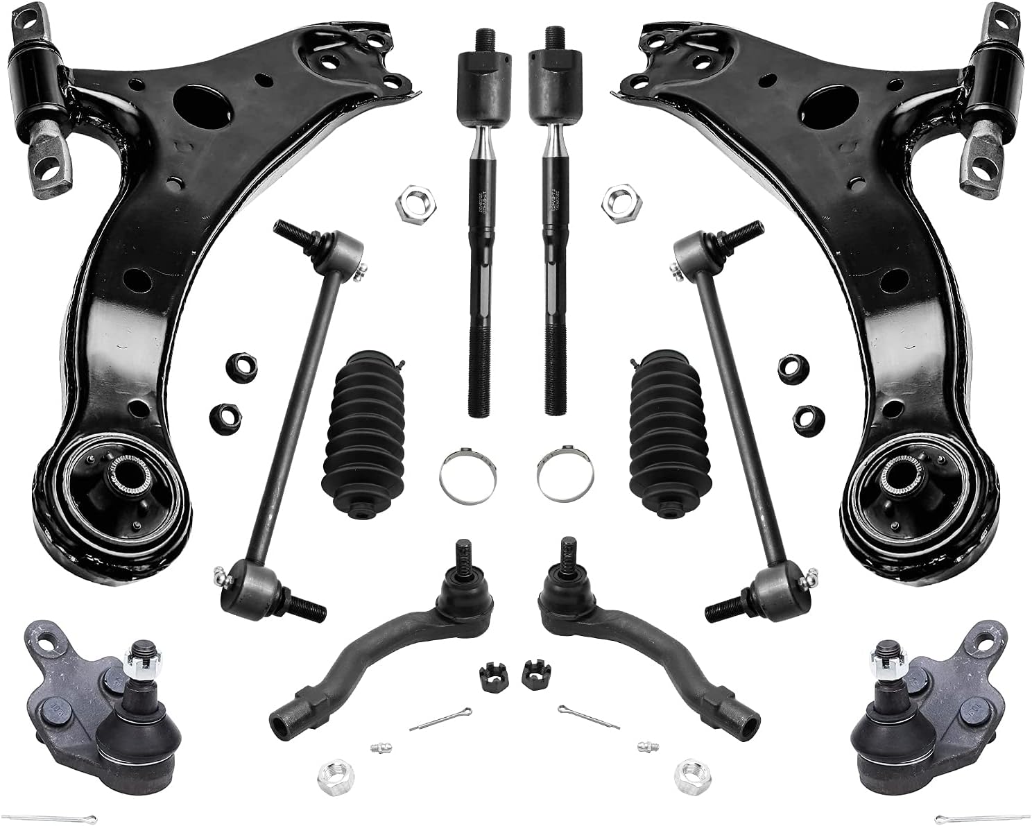 Front Lower Control Arms with Ball Joint Sway Bar Tie Rods with Boot H3318