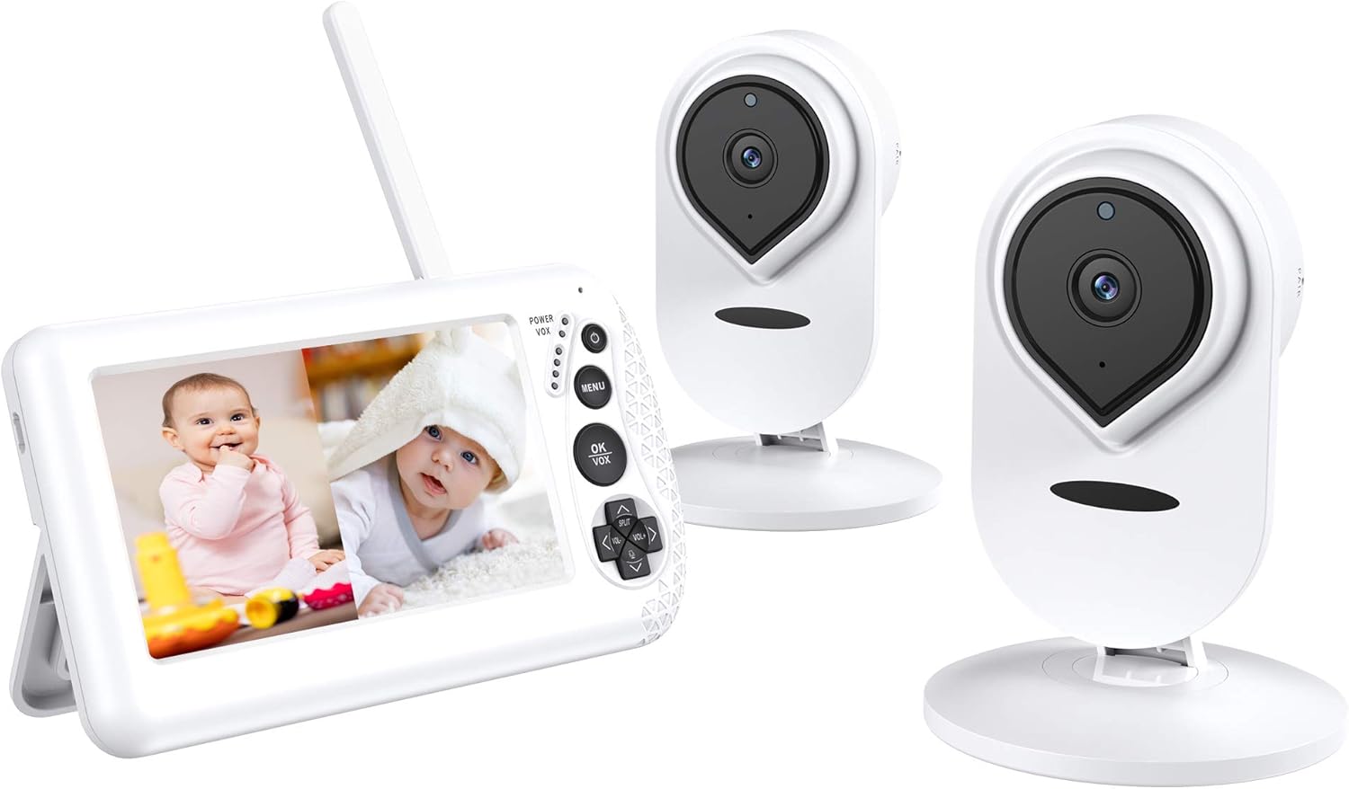 4.3 1080P HD Split-Screen Video Baby Monitor with 2 Cameras and Audio P96596