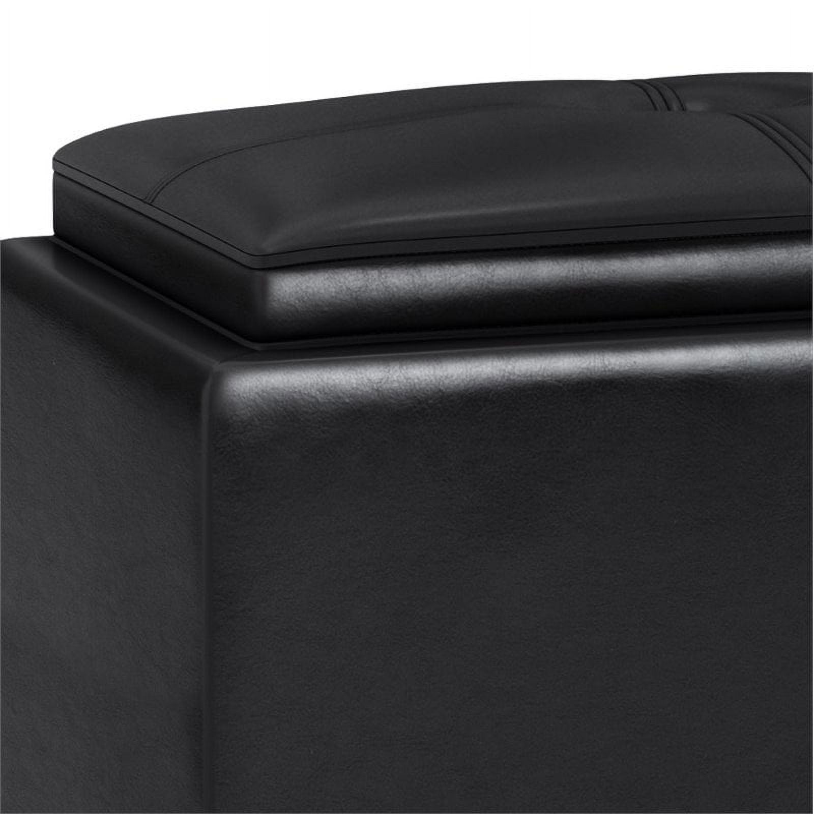 Faux Leather Storage Ottoman in Midnight Black A889282