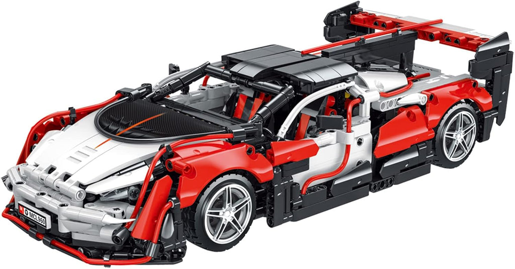 Red and White 1:14 Scale Sports Car MOC Building Blocks Set (1529 Pcs) Pack of 2 X410