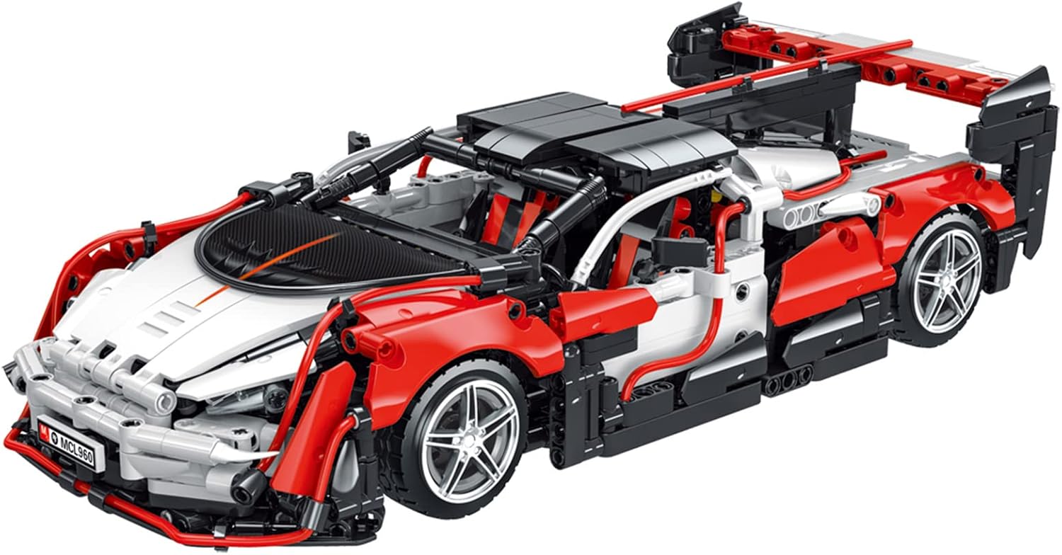 Red and White 1:14 Scale Sports Car MOC Building Blocks Set (1529 Pcs) Pack of 2 X410