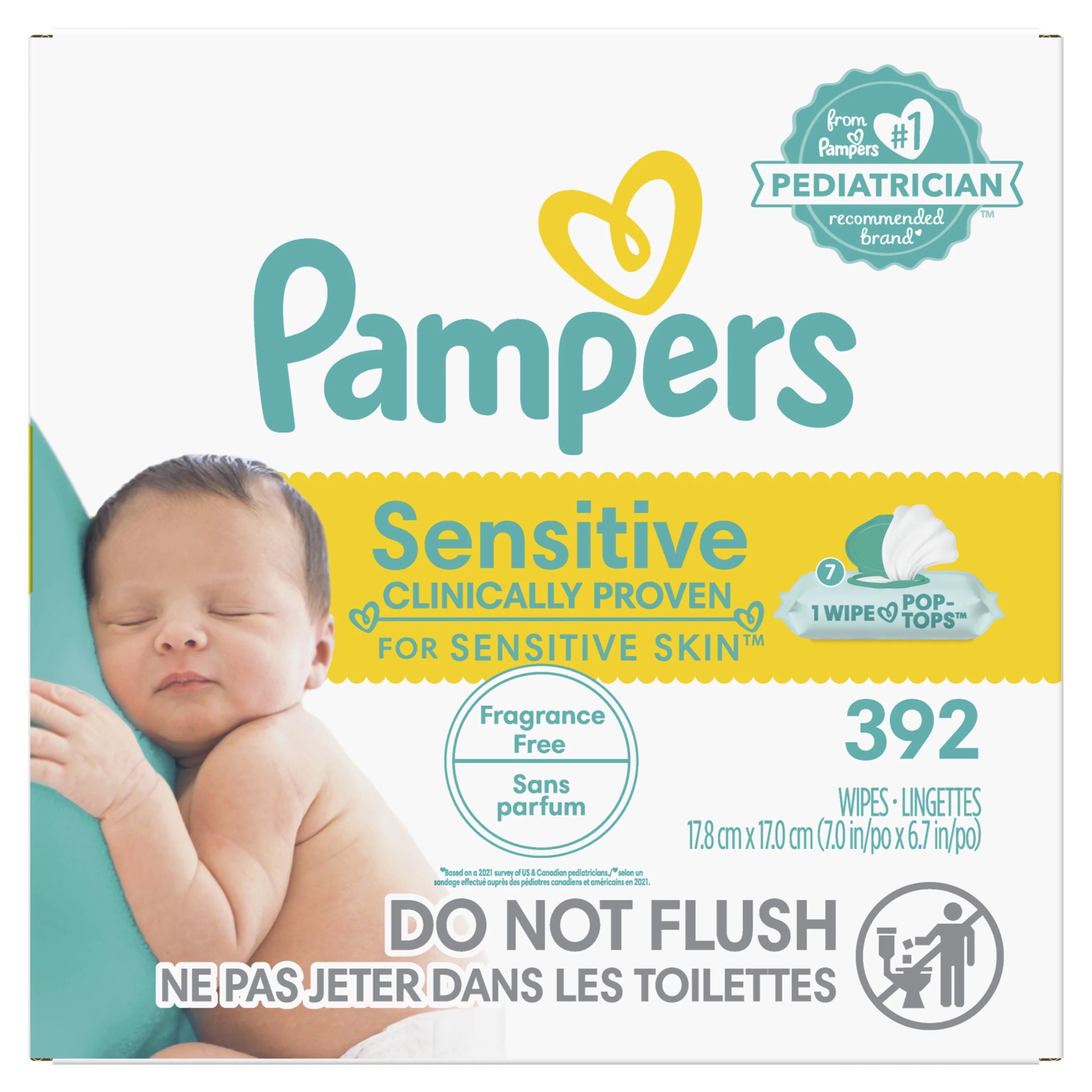 Perfume Free Baby Wipes, 7X Pop-Top Packs, 392 Ct D881