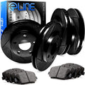 Black Slotted Brake Rotors Kit & Semi-Met Brake Pads F82290