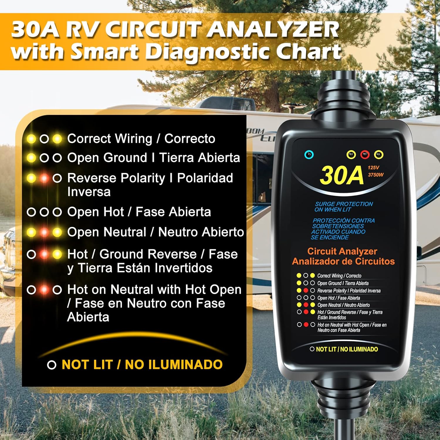 30A Portable RV Surge Protector with Circuit Analyzer W587