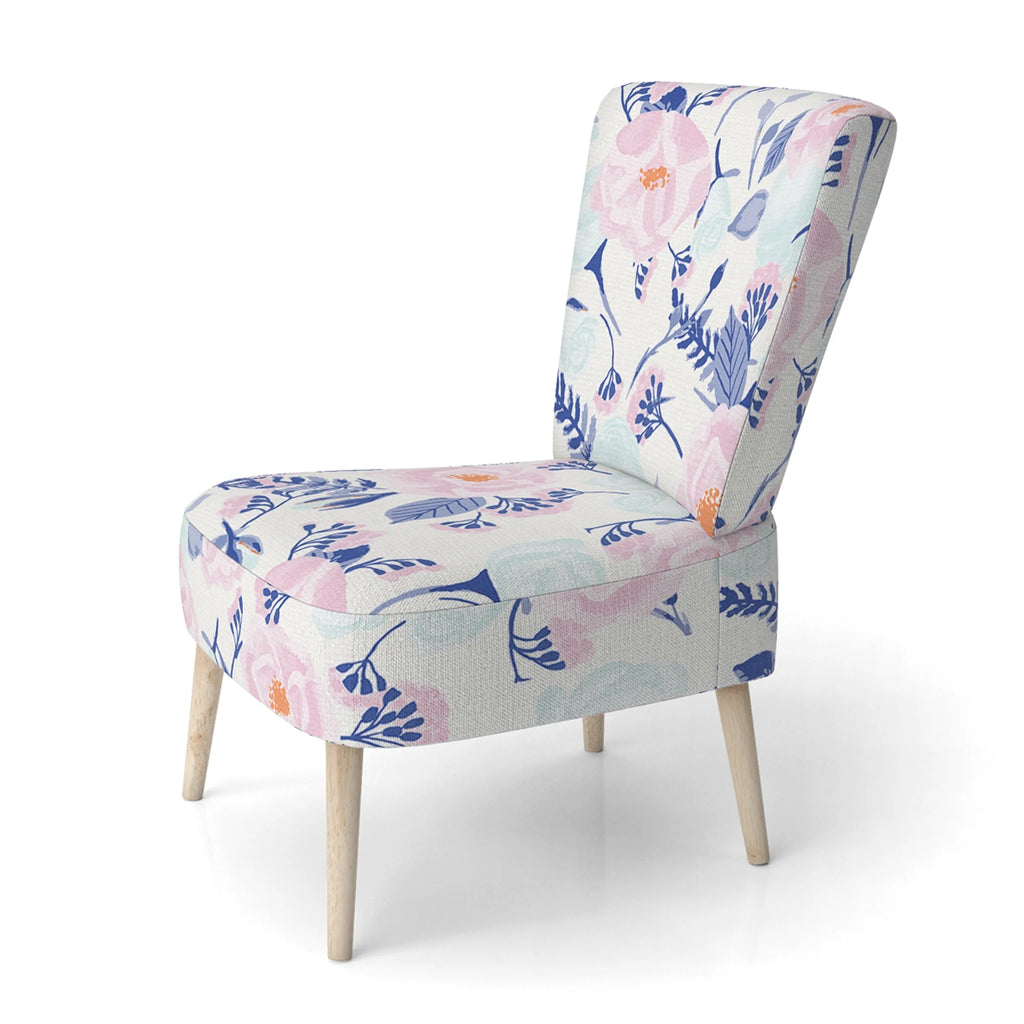 Vintage Flowers Upholstered Accent Chair and Arm Chair W88937