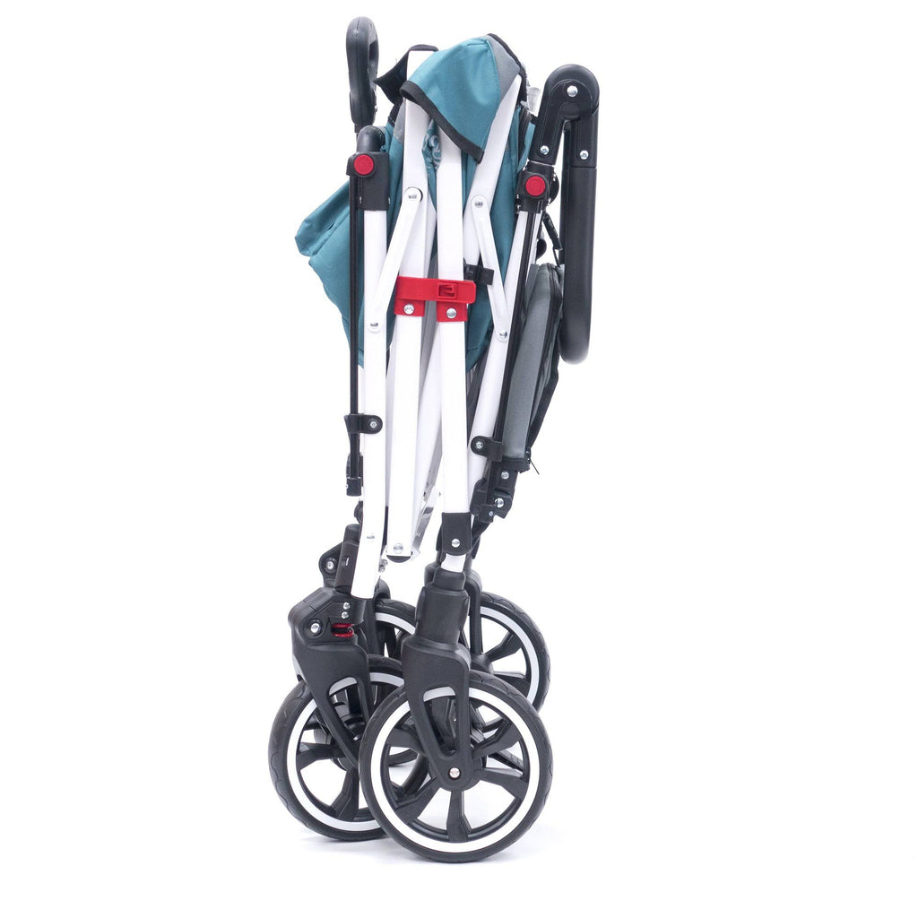 Teal Gray Folding Wagon Stroller with Canopy A4644