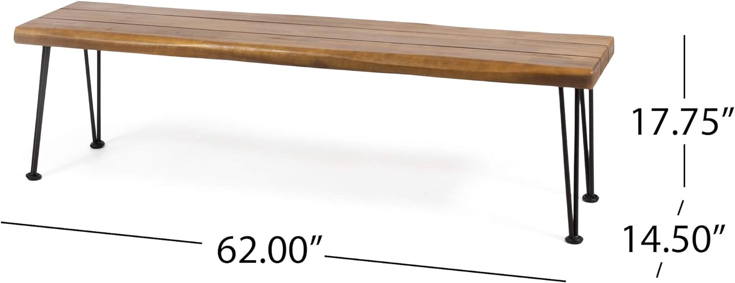 Teak and Rustic Metal Acacia Wood Bench J98580