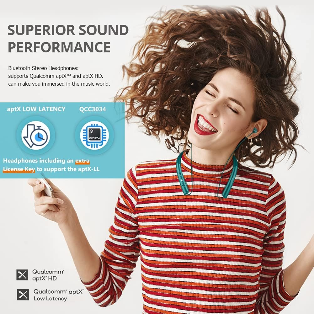 Wireless Bluetooth Neckband Headphones with Magnetic Earbuds, Pack of 2 T902