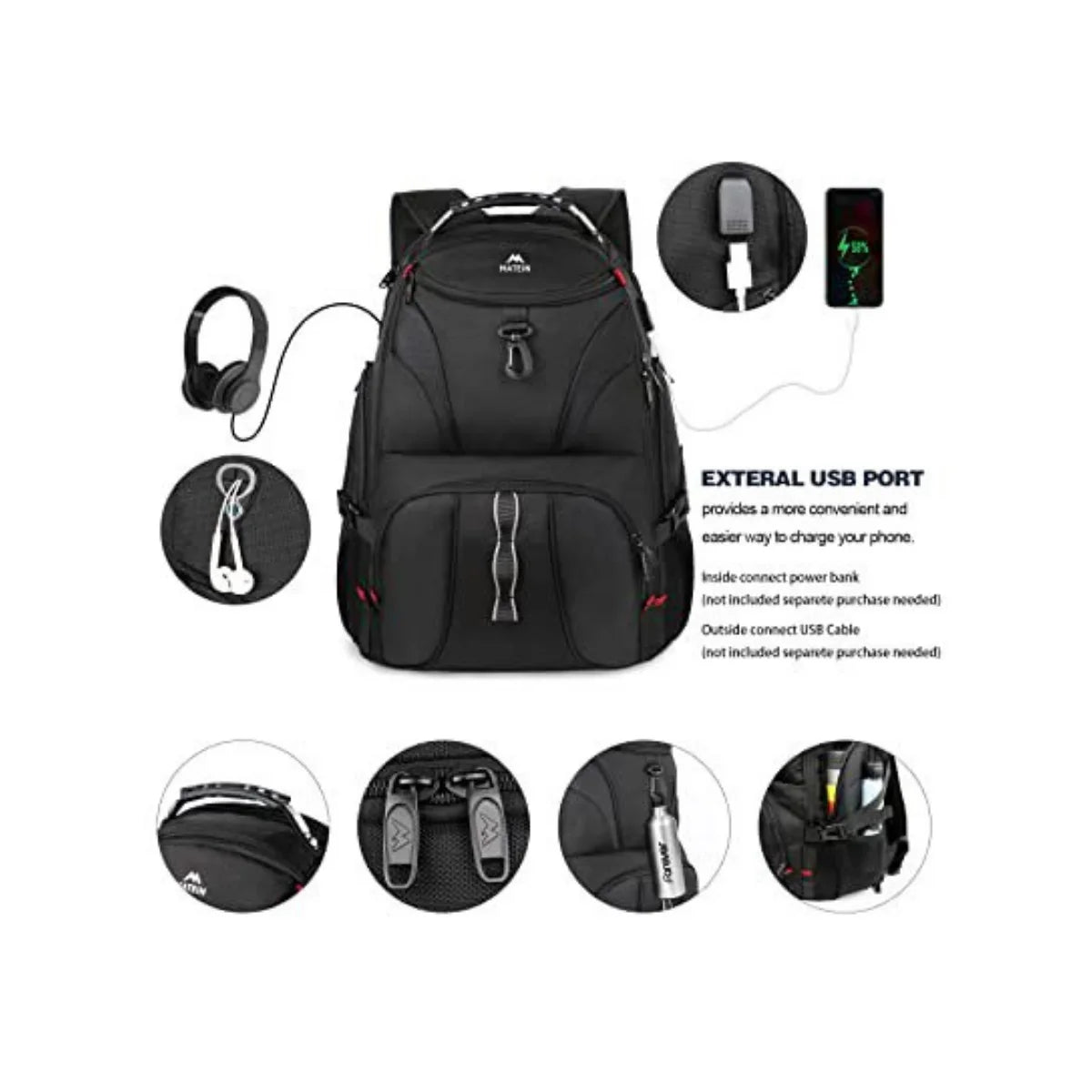 Black 45L Anti-Theft Travel Laptop Backpack S202214