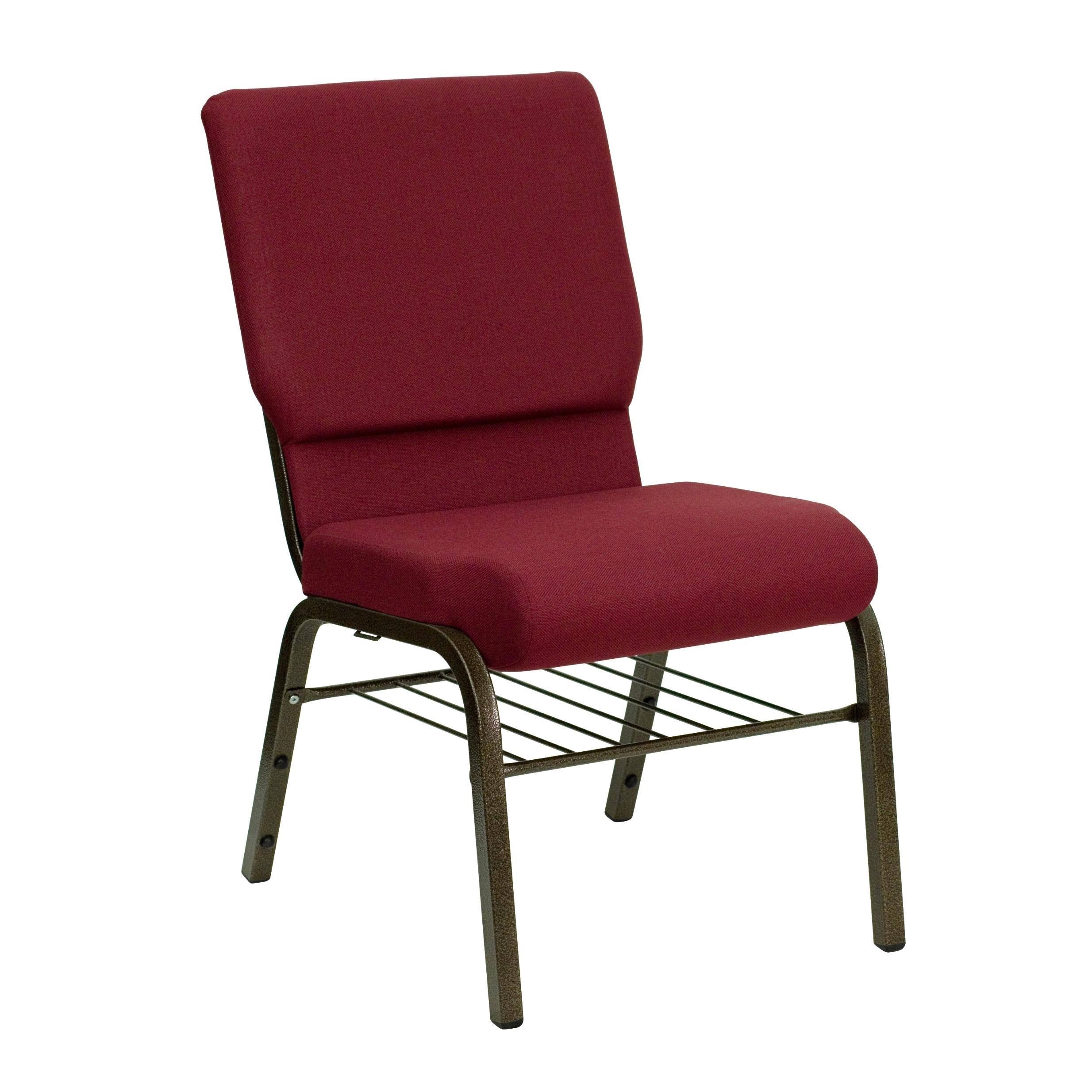 Church Chair with Book Rack Green Patterned Fabric T128264
