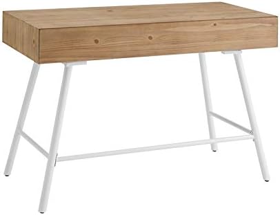 White Wood and Metal Three Drawer Desk L432840